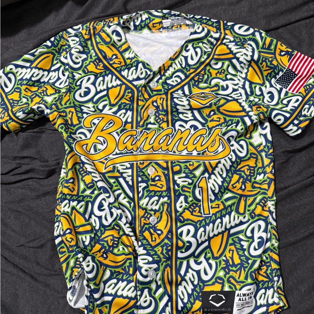 Savannah Bananas kids jersey with American Flag Patch Youth Medium